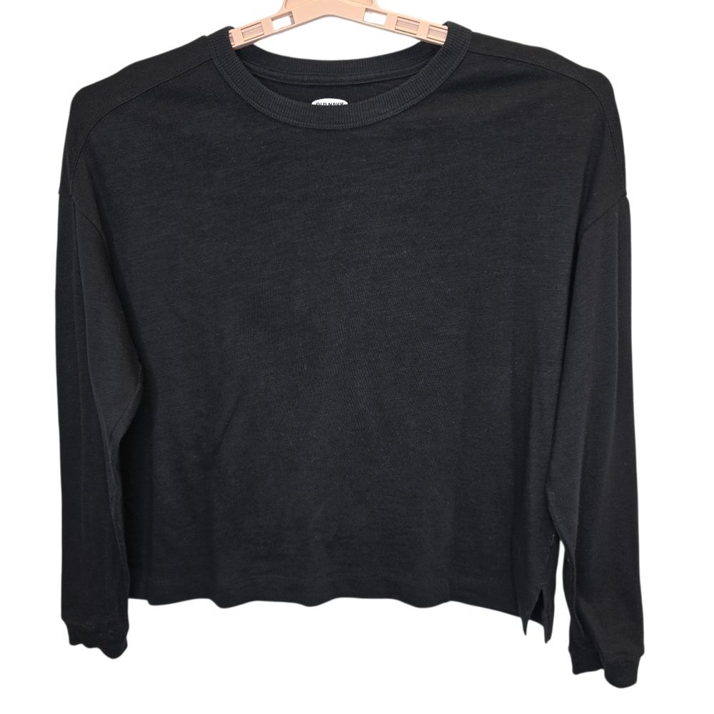 Old Navy Women's M Black Loose Long Sleeve Easy Tee
